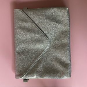Silver glitter vinyl clutch
